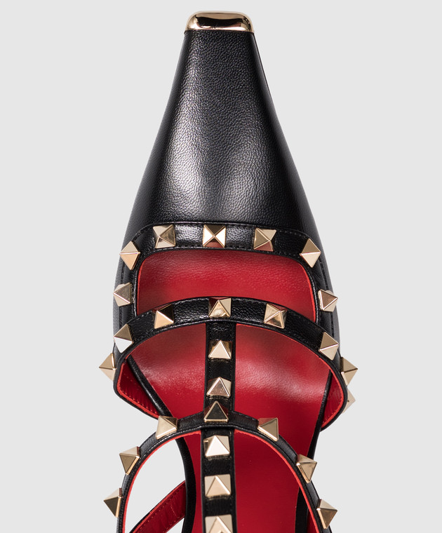 Valentino Черные кожаные босоножки Rockstud 9W2S0PV4WZD изображение 5