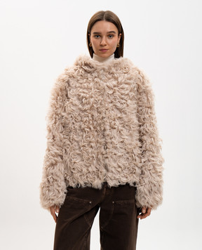 Babe Pay Pls Бежевая дубленка с капюшоном 2529VEGA