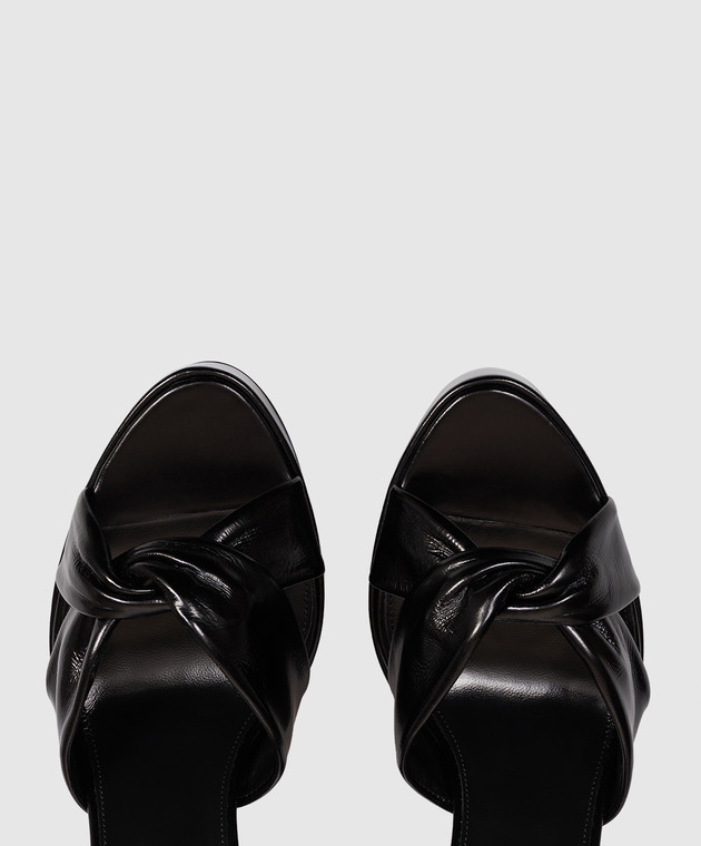 Saint Laurent Черные кожаные босоножки FRANCIANE 869730AAEHF изображение 4