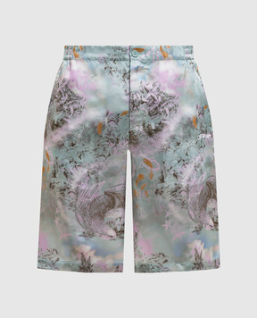 Off-White Голубые шорты в принт 44XCB092S26F004