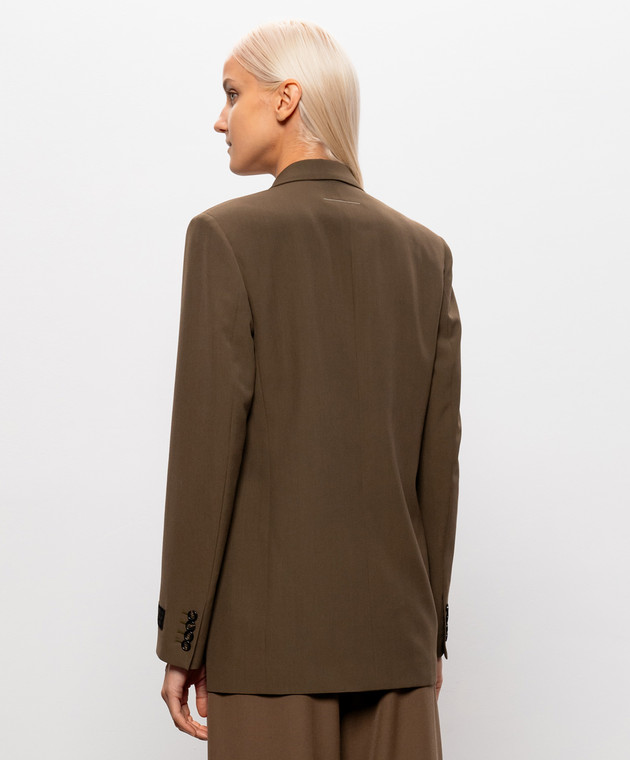 Maison Margiela MM6 Коричневый двубортный жакет с шерстью S62BN0129M35436 изображение 3
