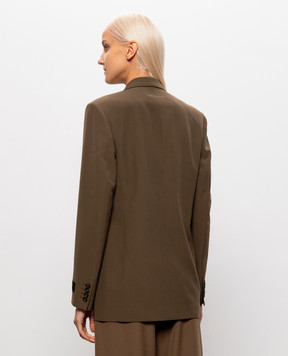 Maison Margiela MM6 Коричневый двубортный жакет с шерстью S62BN0129M35436