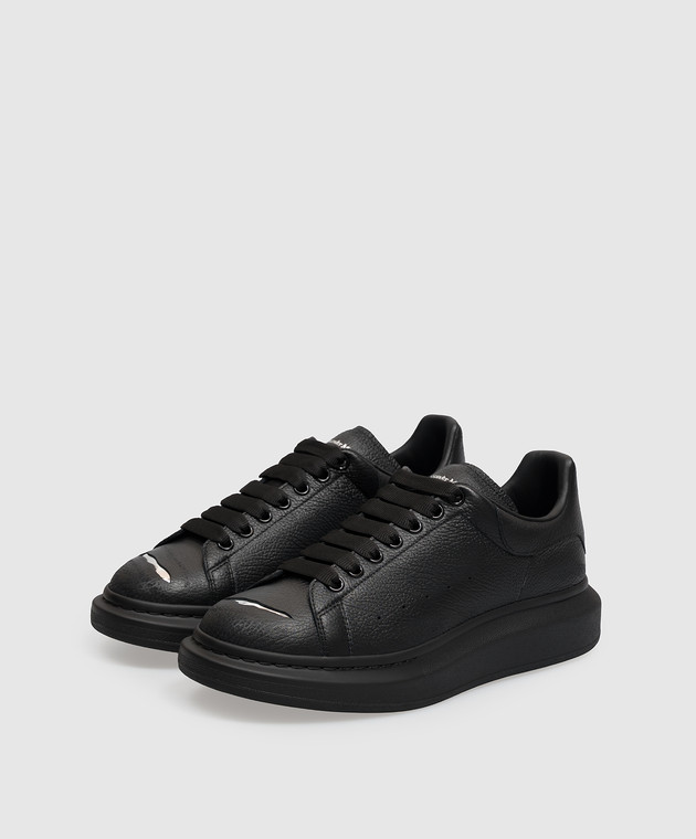 Alexander McQueen Черные кожаные кроссовки Oversized A0069MWHAF4 изображение 2