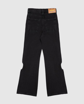 Off-White Дитячі чорні джинси з фігурними вирізами 44GYA001F26D001