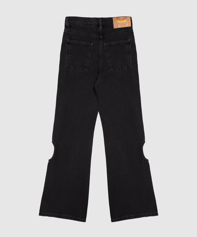 Off-White Детские черные джинсы с фигурными вырезами 44GYA001F26D001 изображение 2