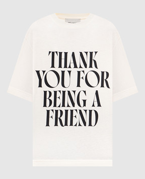 Ami Paris Футболка кольору айворі з принтом напису UTS384726w