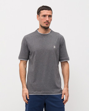 Brunello Cucinelli Серая футболка с вышивкой эмблемы M0B137451G