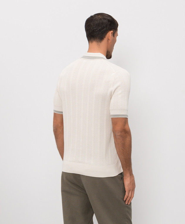 Brunello Cucinelli Поло кольору айворі з контрастними смужками M29204205P зображення 4