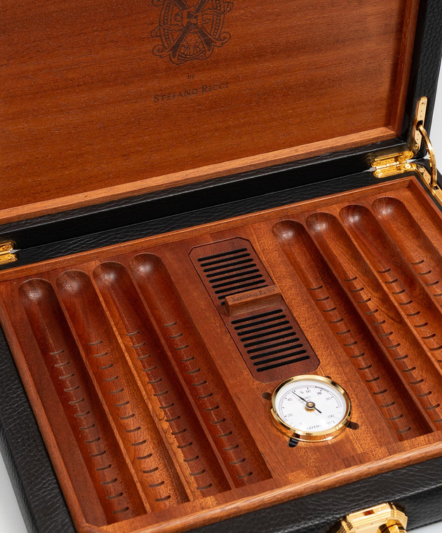 Stefano Ricci Чорний шкіряний х'юмідор для 8 сигар Opus X XBSG08MPO3VDOPUS зображення 3
