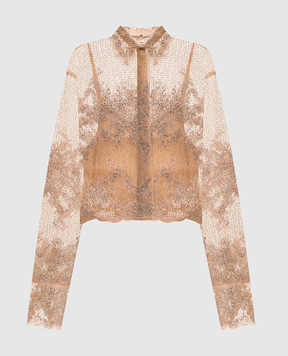 Ermanno Scervino Бежева блуза з кристалами D482K726CSCTUJP
