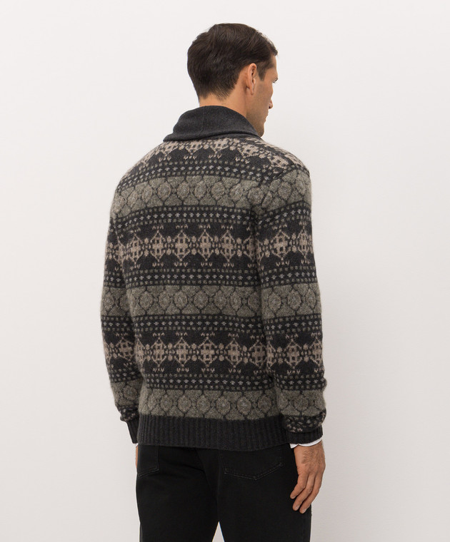 Brunello Cucinelli Серый кардиган с кашемиром в узор M22506306 изображение 4