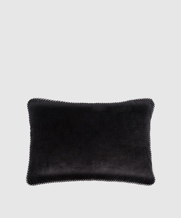 Les Ottomans Черная декоративная бархатная подушка с шелком EBC6940X60 изображение 2