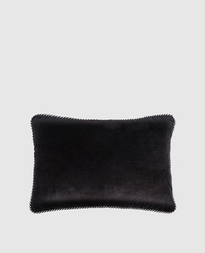 Les Ottomans Черная декоративная бархатная подушка с шелком EBC6940X60
