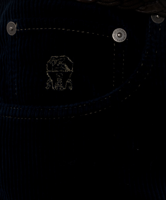 Brunello Cucinelli Сині вельветові штани з вишивкою емблеми M280NF1012 зображення 5