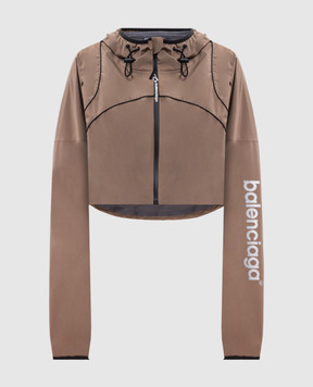 Balenciaga Коричневая укороченная спортивная куртка A0029XTUO41