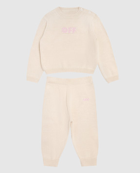 Off-White Дитячий бежевий костюм з джемпера та штанів 44G2X004S26K001
