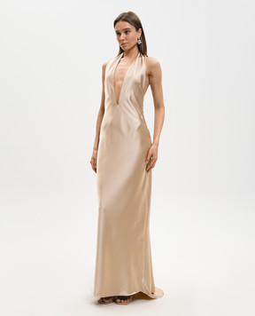 16Arlington Бежевое платье макси Maren с открытой спиной G120SS2601