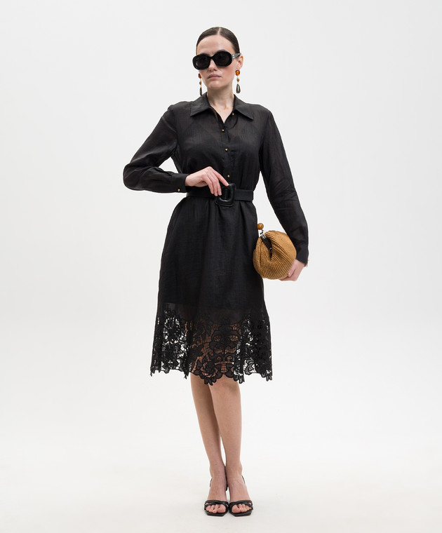 Max Mara Черное платье-рубашка MELA из рамы с вышивкой MSTMELA изображение 2