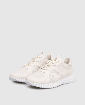 Stefano Ricci Бежевые кожаные кроссовки с перфорацией UV689G6696WY