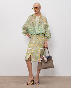 Fendi Зелена спідниця із шовку в принт FQ7721AW9S