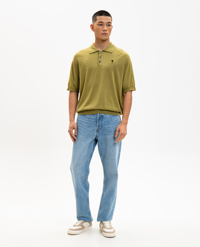 Ami Paris Зелене поло з вовни мериноса HPL438KN0039