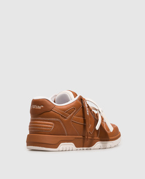Off-White Коричневые кожаные кроссовки Out Of Office OF05734201