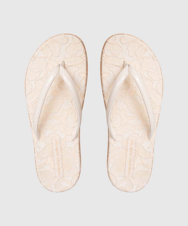 Ermanno Scervino Бежеві шкіряні лаковані шльопанці D488Z745KRH зображення 4