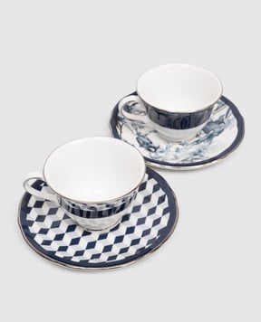 Baci Milano Набір порцелянових чашок для чаю з блюдцями Versailles STEAVER01