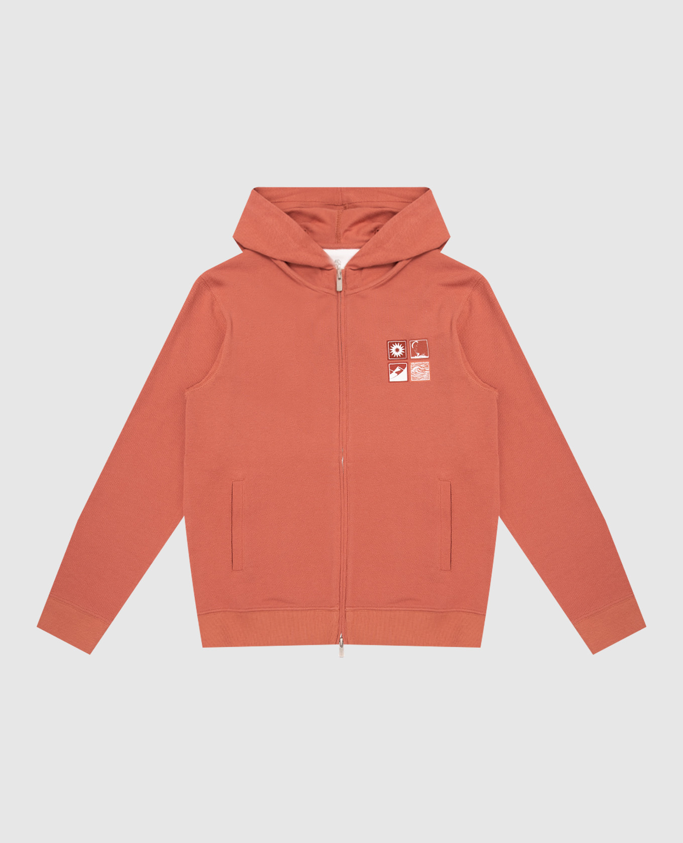 Детская оранжевая спортивная куртка с брендовым принтом