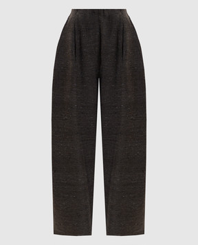 BOBOUTIC Темно-коричневі штани із шовком 5045