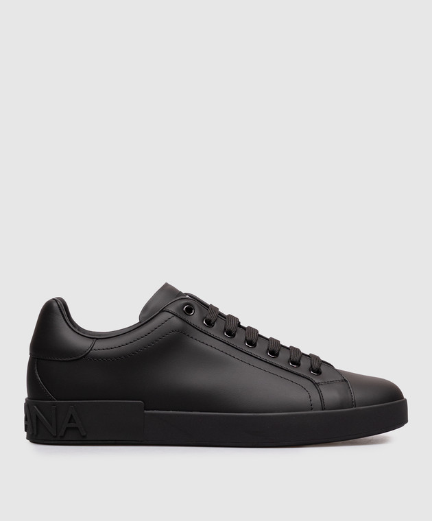 Dolce&Gabbana Черные кожаные кроссовки Portofino CS1772A1065
