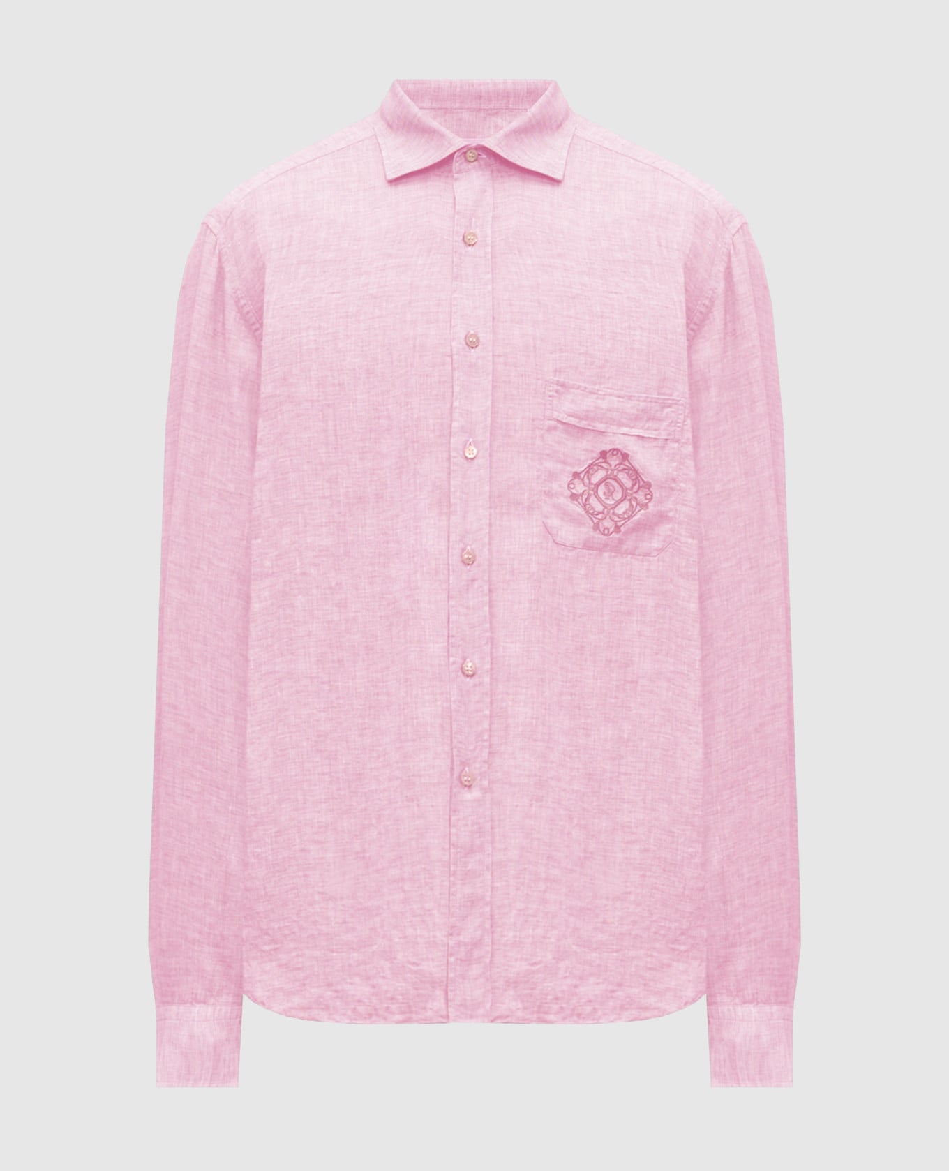 Розовая рубашка из льна