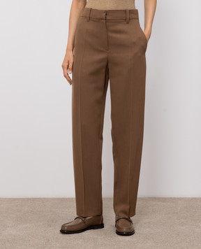 Brunello Cucinelli Коричневые брюки с шерстью MP548P9277