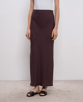 Brunello Cucinelli Коричнева спідниця максі з льоном MH126G3396