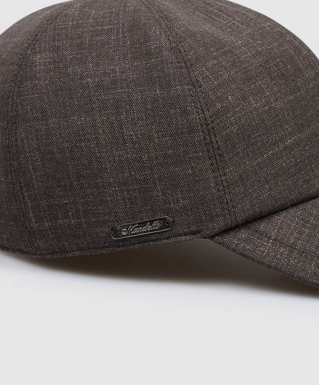 Enrico Mandelli Коричневая кепка из шерсти, шелка и льна CAP4016020 изображение 4
