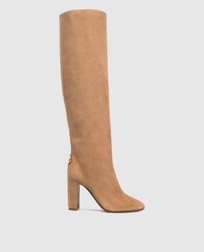 Dolce&Gabbana Бежеві замшеві чоботи з логотипом CU1218A1275