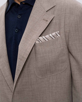 Brunello Cucinelli Бежева хустка-паше із шовку в смужку MX8680091