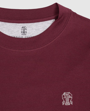 Brunello Cucinelli Детская бордовая футболка с вышивкой эмблемы B0B13T704A