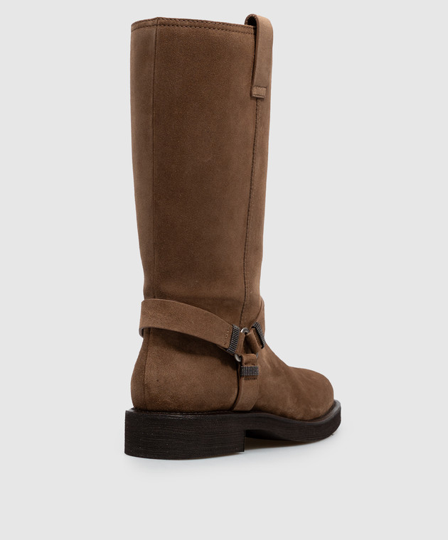Brunello Cucinelli Коричневые замшевые сапоги MZSFG3408 изображение 3