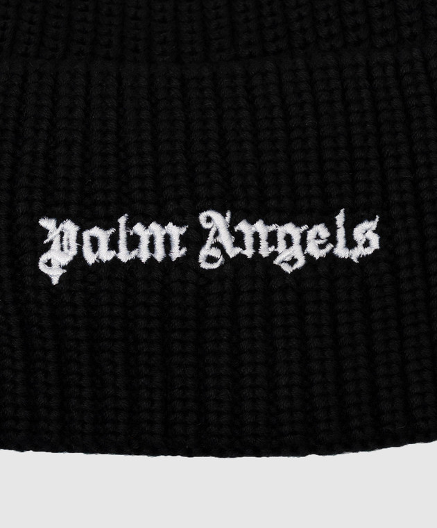 Palm Angels Чорна шапка з контрастною вишивкою логотипа PAMLC002KN001 зображення 4