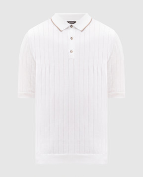 Peserico Біле поло в рубчик з бавовни R59490F189173R
