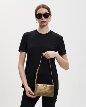 Dolce&Gabbana Золотиста шкіряна сумка з логотипом BI3466AZ648