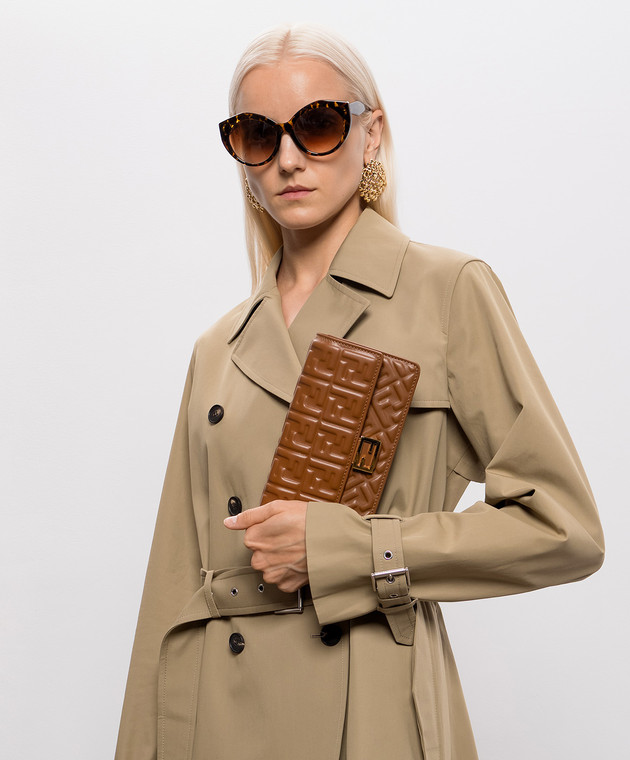 Fendi Коричневий шкіряний клатч Tube 8M0498AAJD зображення 2