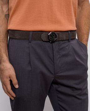 Stefano Ricci Коричневий замшевий ремінь з монограмою логотипа N381SDC366U