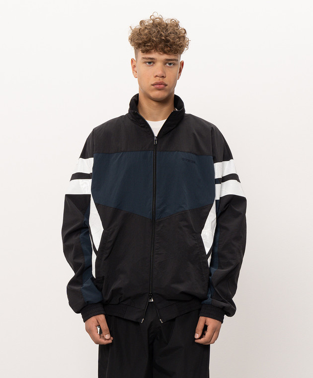 Vetements Черная спортивная куртка с вышивкой логотипа MH27TJ107B изображение 3