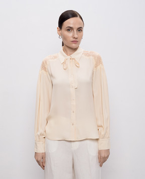 Twinset Бежевая блуза с кружевом 261TP2591