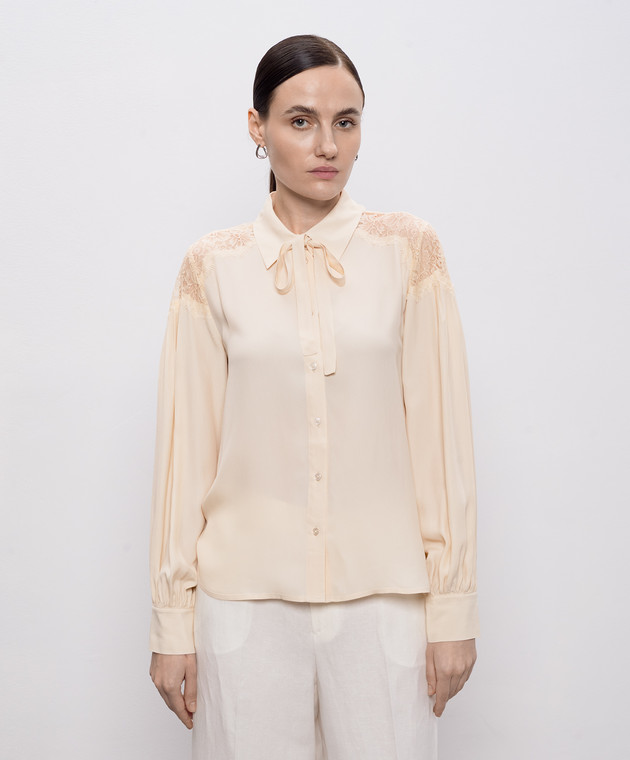 Twinset Бежева блуза з мереживом 261TP2591 зображення 3