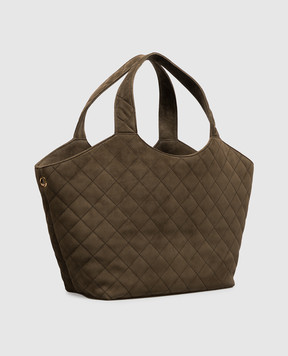 Saint Laurent Замшева сумка-тоут ICARE кольору хакі 871494AAF9P