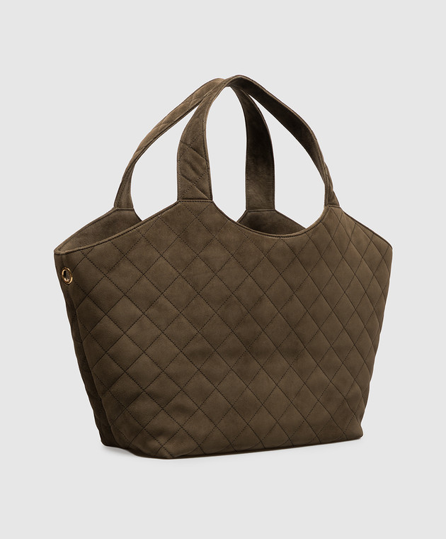 Saint Laurent Замшевая сумка-тоут ICARE цвета хаки 871494AAF9P изображение 3