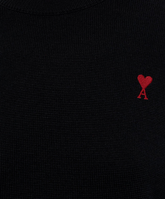Ami Paris Чорний джемпер з вовни Ami de Coeur FKS826001 зображення 5